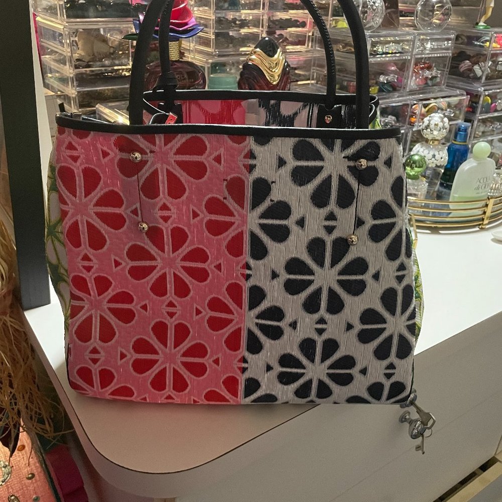 Kate Spade Spade Flower Raffia Everything Medium Tote pxr00514 Multi